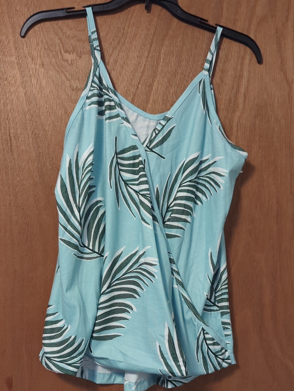 Light Blue Tropical Palm Print Cami Tank Top